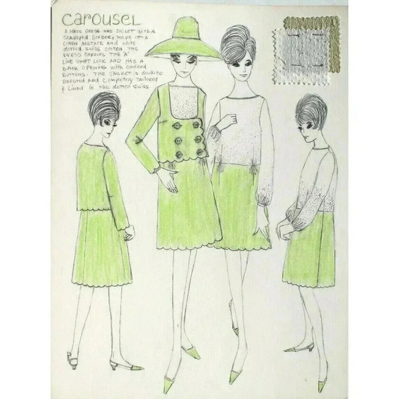 Vtg 1963 Retro MCM Fashion Designer Presentation (Mood) Sketch Board (22 of 40)